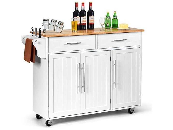 GOPLUS Desserte Chariot de Cuisine de Service Roulant avec Placard Tiroir Porte-Serviettes 122x46x92 3CM pour Intérieur/Extérieur