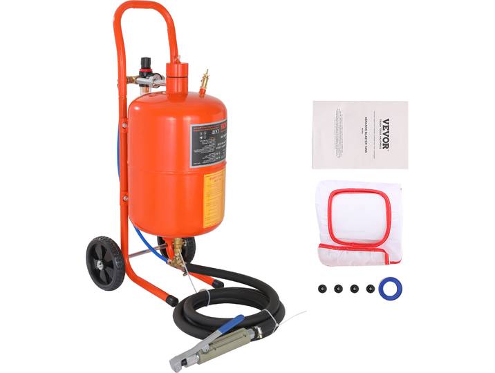 VEVOR Sableuse mobile 18\,92 L Sableuse 243\,84 cm Tuyau de travailSableuse 60-110 PSI Pression de travail idéale pour éliminer la rouille\, la peinture\, les taches et polir de grandes surfaces