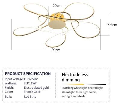 Uplifted Goods Modern Geometric LED Ring Chandelier Lighting Fixture gold 35.43in