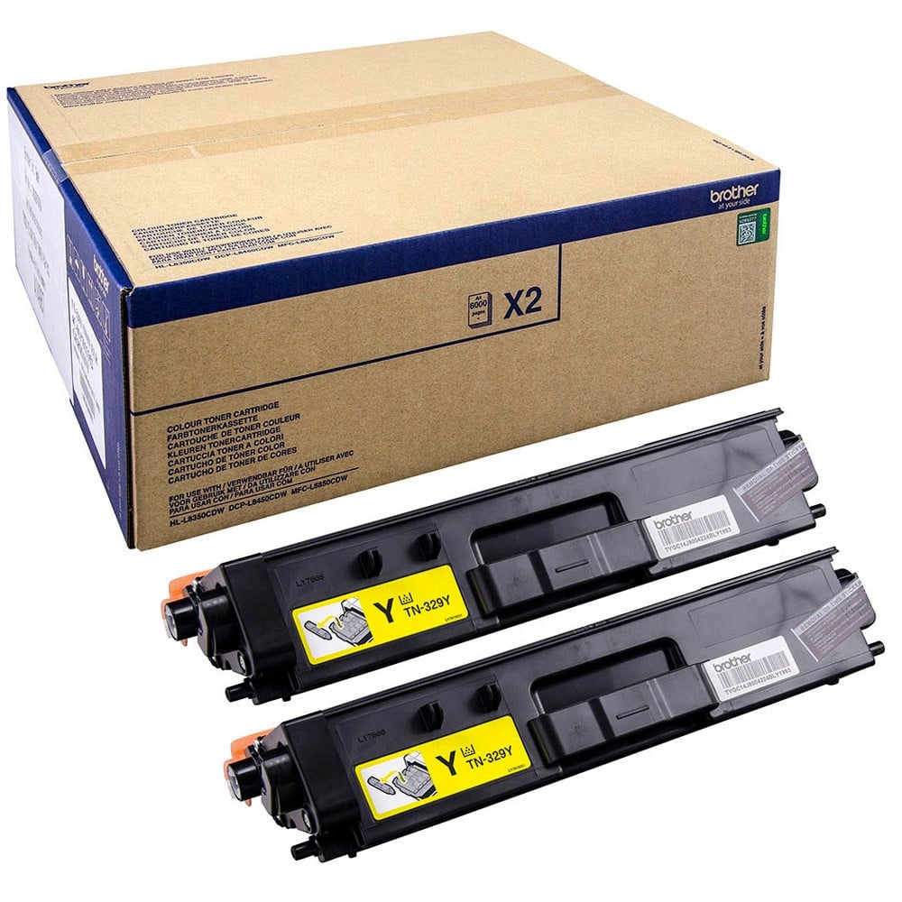 Brother TN329YTWIN tonercartridge 2x TN-329Y geel