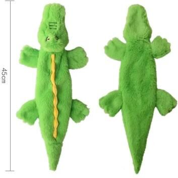 Uplift Essentials Mess Free Stuffingless Plush Squeaky Dog Toy green Crocodile