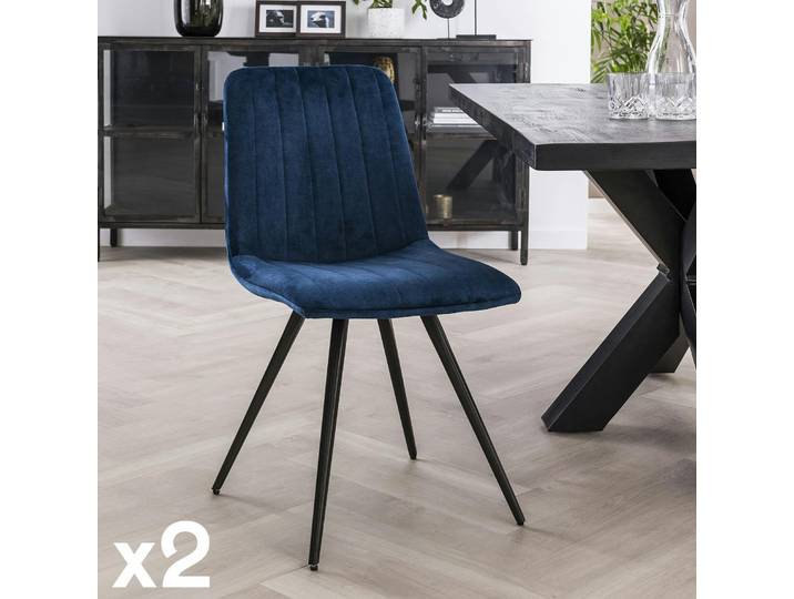 Chaise moderne en velours (lot de 2) JAVA - Bleu