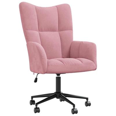 Décoshop26 - Lounge-Sessel Bürostuhl auf Rollen modernes Design in rosa Samt DEC026758 DEC026758