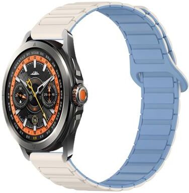 Everyday Crate Xiaomi Watch S4 Sport 22mm Silicone Watch Band Dual Color Magnetic Buckle Replacement Strap white+blue