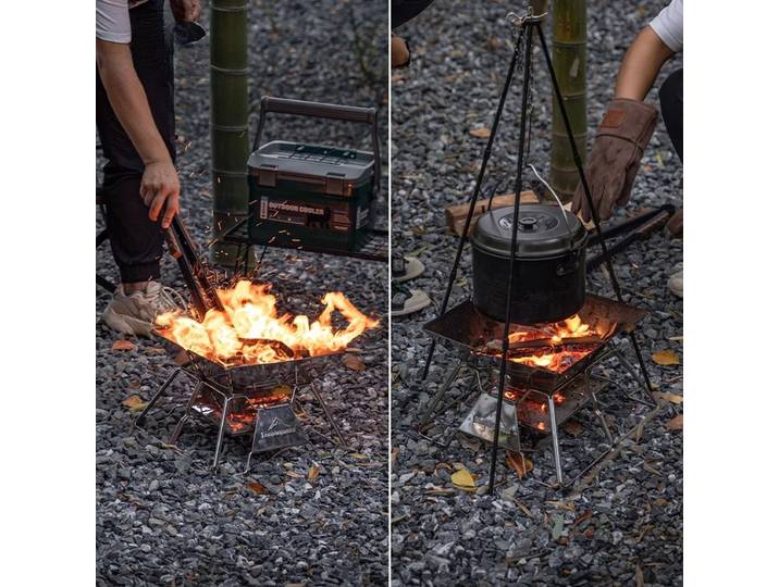 Nouveau barbecue pliable en acier inoxydable CAMPINGMOON, barbecue portable pour le camping, le pique-nique, équipement de barbecue, grill de camping