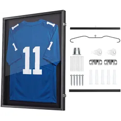 VEVOR Trikotrahmen 70 x 90 cm, Abschließbarer Holz-Trikot-Bilderrahmen mit PC-Platte & 98 % UV-Schutz, Objektrahmen mit Aufhänger & 2 Schlüsseln für Baseball-, Basketball-, Football- und Hockeytrikots