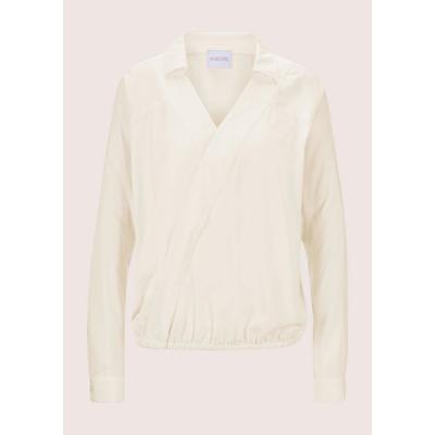 Langarmbluse MADELEINE "Bluse Wickelbluse mit Fledermausärmeln", Damen, Gr. 42, weiß (wollweiß), Obermaterial: 100% Viskose CV., Modern, normal, V-Ausschnitt, Blusen