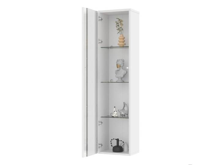 Vitrine multifonctionnelle 40x29x170 cm avec séparation en verre éclairage LED couleurs design épuré blanc
