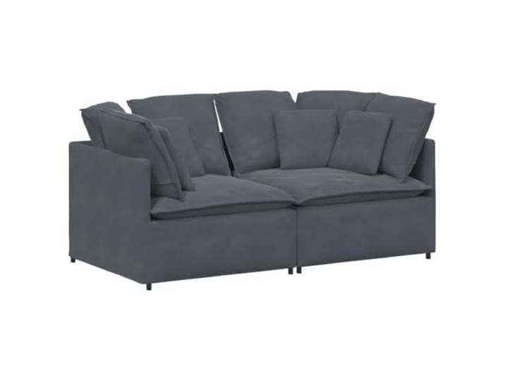 Makastle Modulares Sofa Couch mit Kissen Samt Dunkelgrau