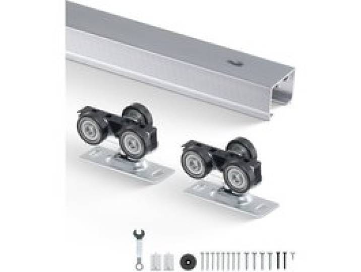 VEVOR Kit de quincaillerie pour porte coulissante, 1746 mm, kit de rail pour porte coulissante robuste, ensemble de quincaillerie et rails pour porte simple de 610 à 914 mm large, installation facile