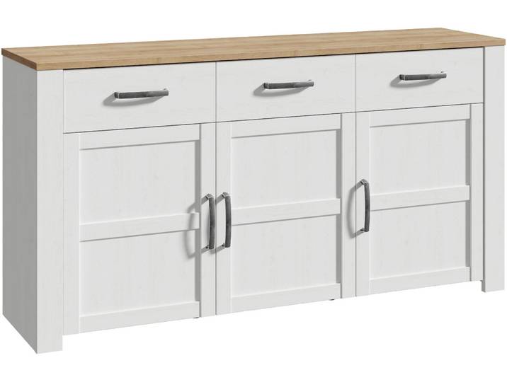 Sideboard FORTE Bohol, Sideboard, Soft-Close, Stauraum , weiß (riviera eiche, sibiu lärche hell), B:166,1cm H:87cm T:42cm, Spanplatte, Sideboards, Sideboard, B/H/T 166,1/87/42cm, 3 Türen, 3 SK