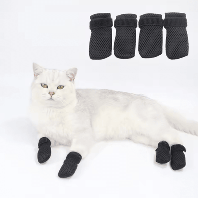 Inspire Picks Anti Scratch Cat Socks Soft Breathable Pet Booties With Secure Velcro Straps black l