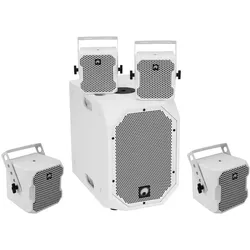 Omnitronic Set BOB-10A ws + 4x BOB-4 ws (Aktiv, Subwoofer passiv), PA Lautsprecher, Weiss