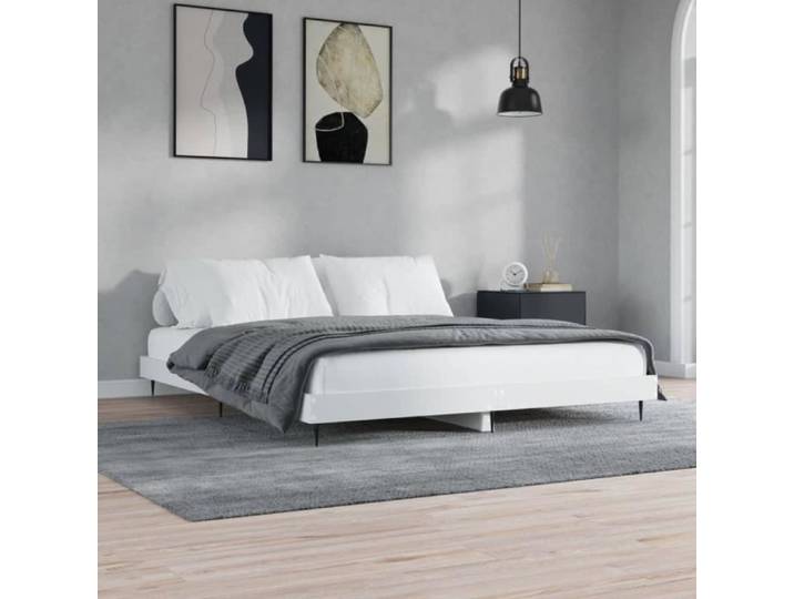 Cadre de lit blanc 120x200 cm bois d'ingénierie 832253