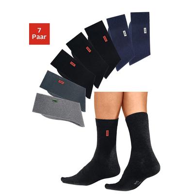 Basicsocken H.I.S "Herren Business Alltagssocken, Arbeit, Büro, Reisen", Herren, Gr. 43-46, blau (schwarz, grau, meliert, anthrazit, marine), Baumwolle, Baumwollmischung, Elasthan, Polyamid, meliert, elastisch, Socken, in angenehmer Baumwollqualität