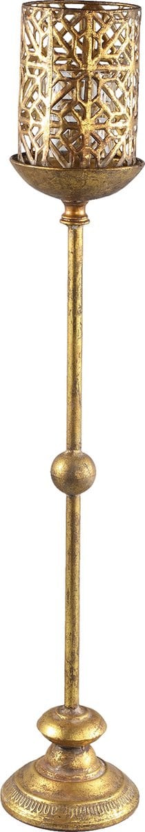 PTMD Celina Hoge gouden metalen kandelaar met LED-lamp in antieke stijl