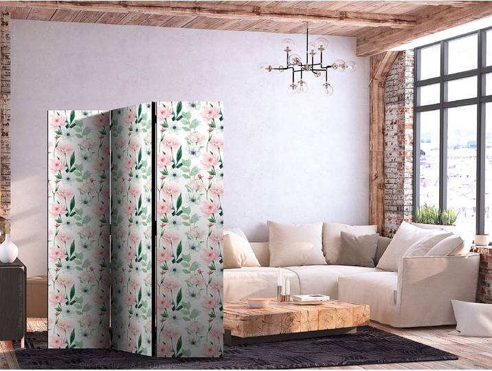 Paravent acoustique pivoines blanches Autres Blanc 135 x 172cm