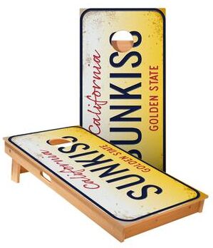 Skip's Garage California License Plate Cornhole Boards