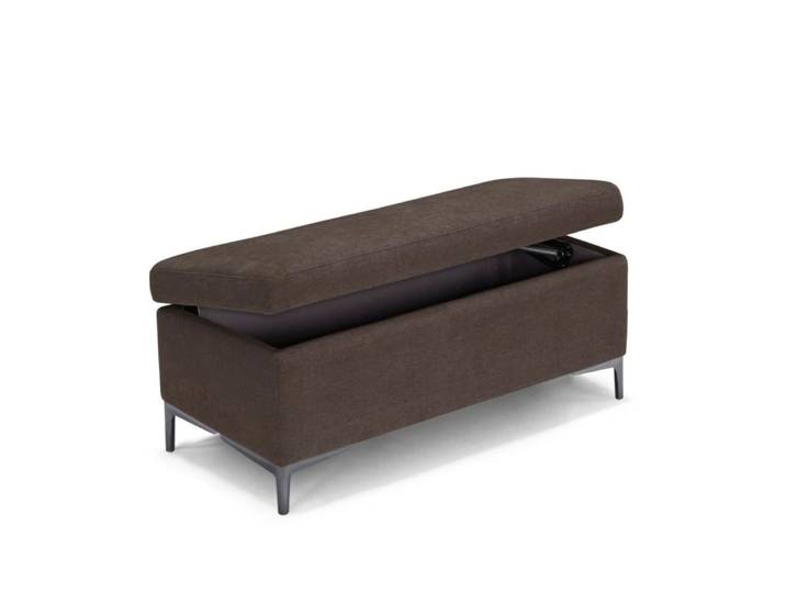 Banc de rangement en tissu chenille marron 110x50 cm