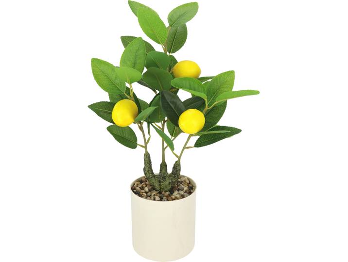 Kunstpflanze I.GE.A. Künstlicher Zitronenbaum mit Früchten im Topf , grün (gelb), B:20cm H:40cm T:18cm, Polyester, Kunstpflanzen, Kunstpflanze, Kunstpflanze Kunstbaum Deko Früchtebaum Kunstpflanze Zimmerpflanze