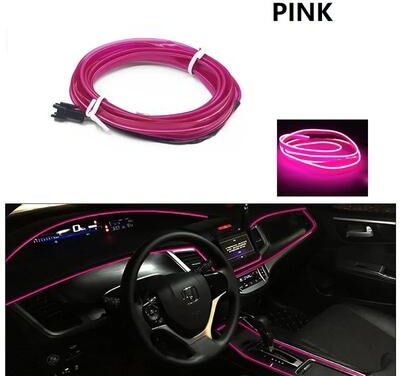 Inspired Living GlowDrive LED Car Interior Lights Ambient Dashboard Strip Kit pink 3m usb Plug