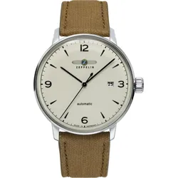 Zeppelin Herrenuhr Sustainable Planet Edition 80645_n - Beiges EcoKeramik-Ziffernblatt mit silbernen Zahlen/Indices,beige,beigee Naht - 40mm