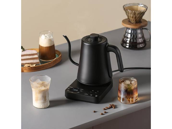 Bouilloire électrique 110V/220V, en acier inoxydable 304, contrôle de la température, bouilloire à ébullition, théière Kung Fu, col de cygne, brassage manuel, cafetière 1L