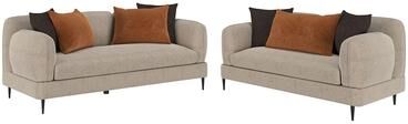 Simple Relax 2-piece Chenille Upholstered Sofa Set with Track Armrest in Latte