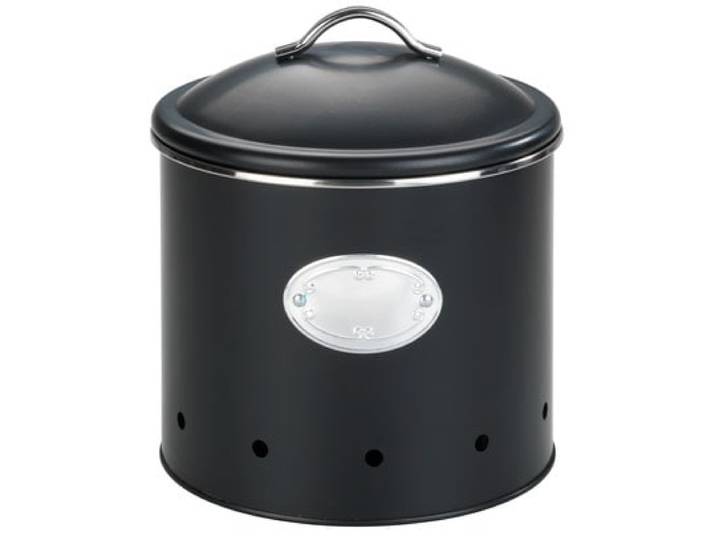 Vorratsdose WENKO Modell Nero , schwarz, H:21cm L:18,7cm, Metall, Lebensmittelaufbewahrungsbehälter, Vorratsdose, luftdurchlässige Dose im Retro-Design, ideal für Zwiebeln & Kartoffeln