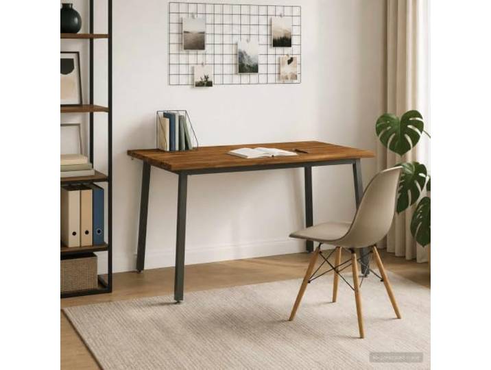 Esstisch Massivholz Akazie 140x80x75 cm Natur und Kaffee Rechteckige Form,verzinkte Stahlbeine,-Rutsch-Zubehör,für Ess- und Wohnzimmer