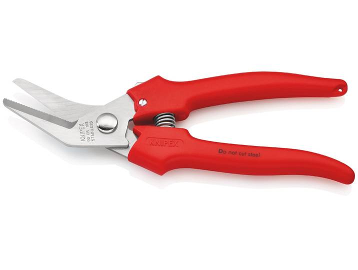 Knipex ciseaux combinés longueur 185mm polis avec plastique surmoulé avec ressort d'ouverture - 95 05 185