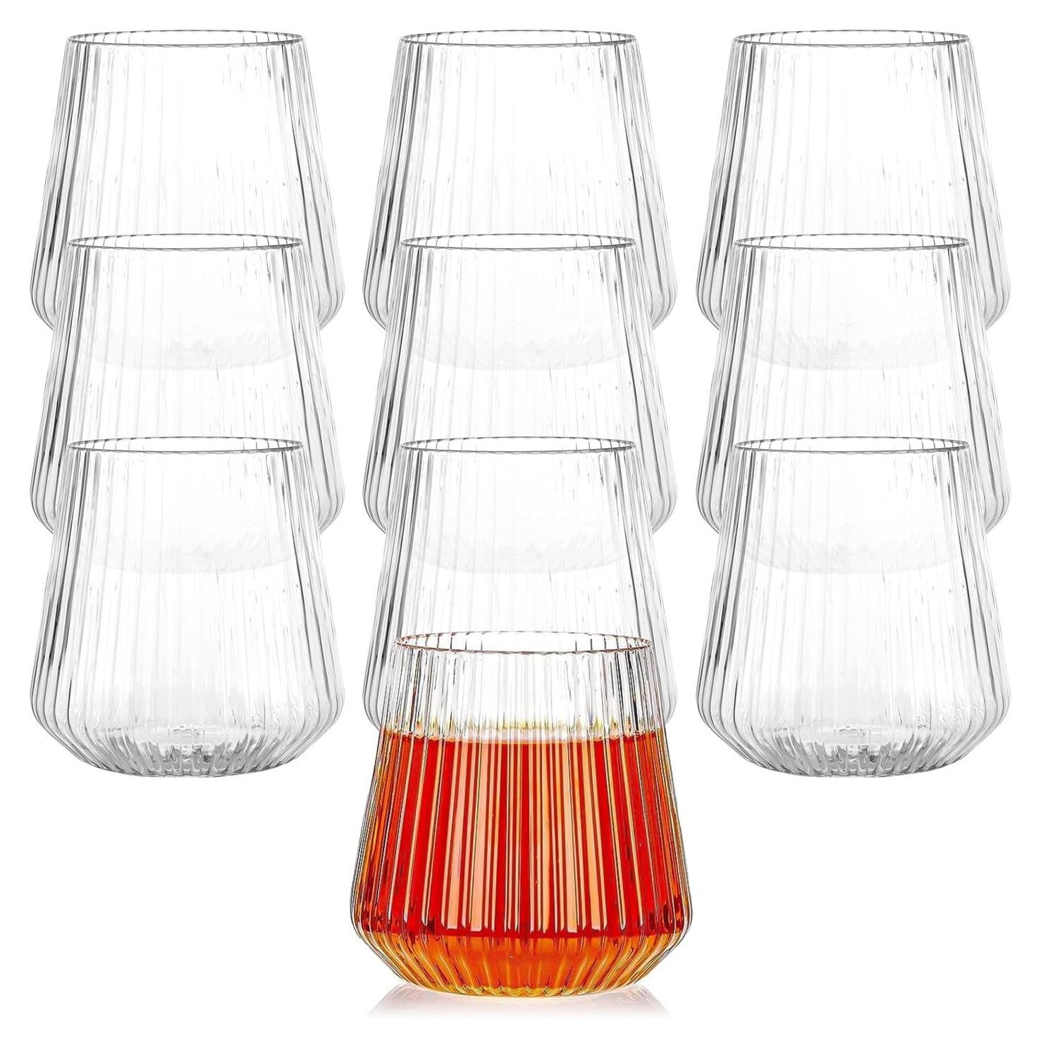 Dripio Set van 10 BPA-vrije plastic wijnglazen, 400 ml, transparant