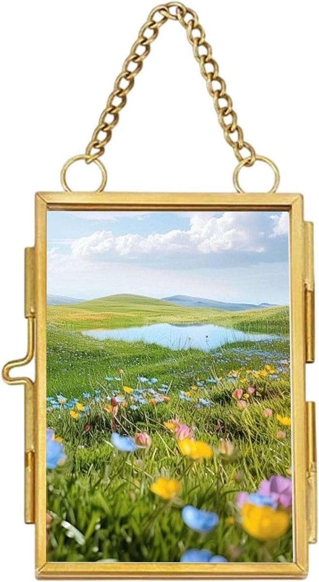 Messing Hanging Fotokader met Zwevend Glas Effect - 5 x 7,5 cm