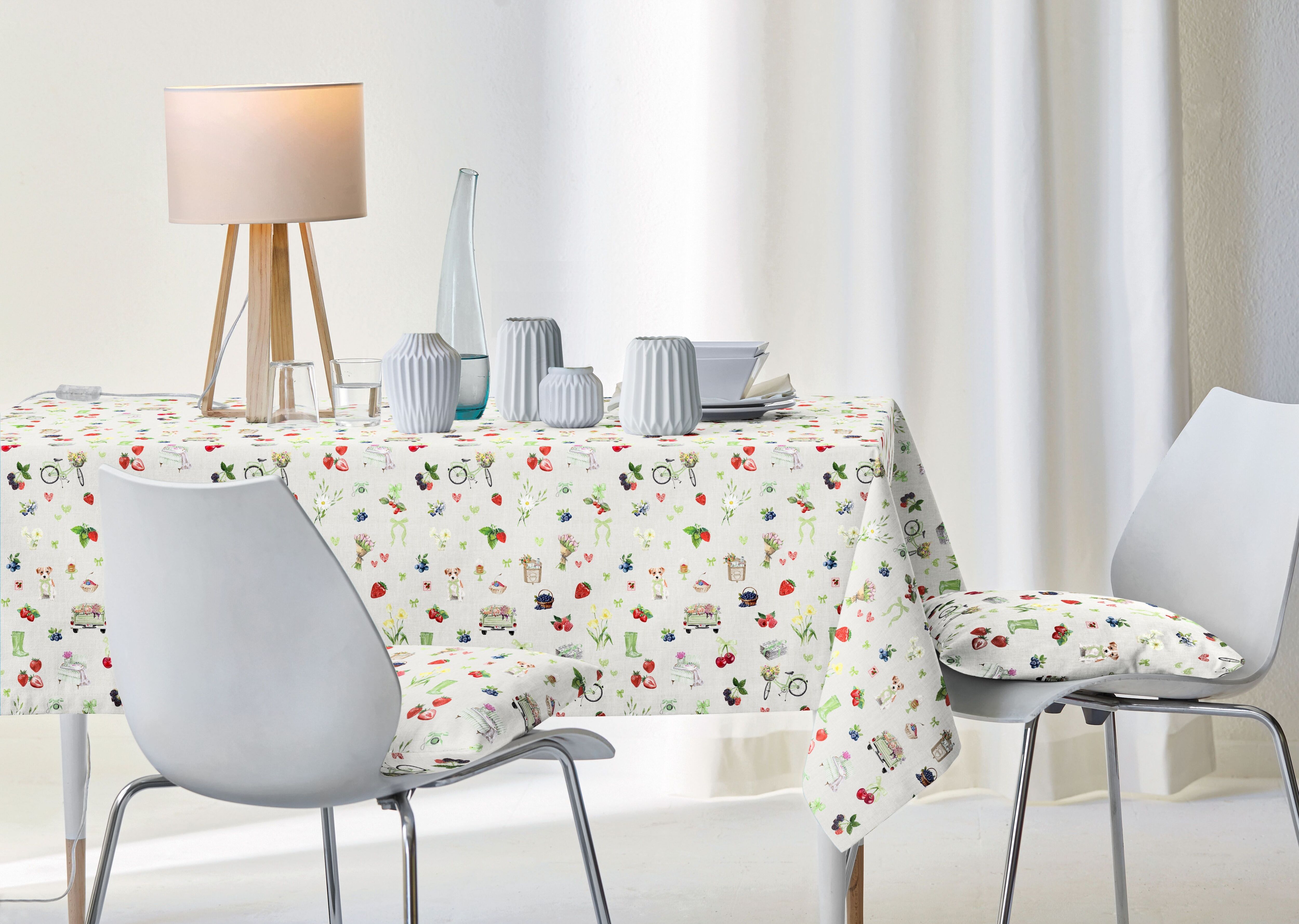 Mitteldecke APELT "6724", grün, B:88cm L:88cm, Baumwolle, Polyester, Tischdecken, Mitteldecke