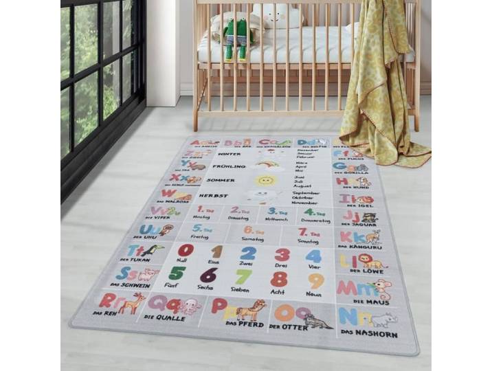 Tapis de chambre - CARPETTEX - Alphabet - Antidérapant - Lavable - 140 x 200 cm