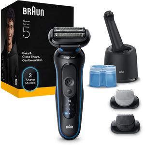 Braun Elektrorasierer Series 5, 52-B7650cc, blau, Wet&Dry, mit 2 Aufsätzen, 7 Kammaufsätzen & Reinigungsstation