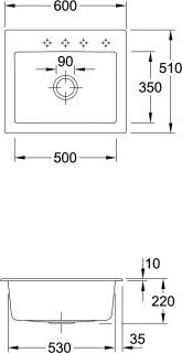 Villeroy & Boch 330900SM Einbauspüle Subway 60 S 600x510mm