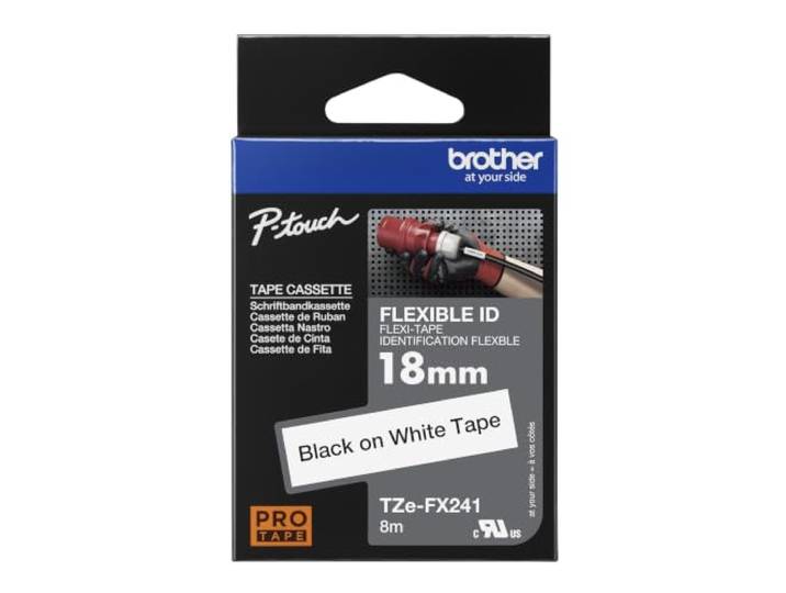 Brother TZe-FX241 Ruban original Laminé flexible 18 mm Noir sur fond Blanc 8M