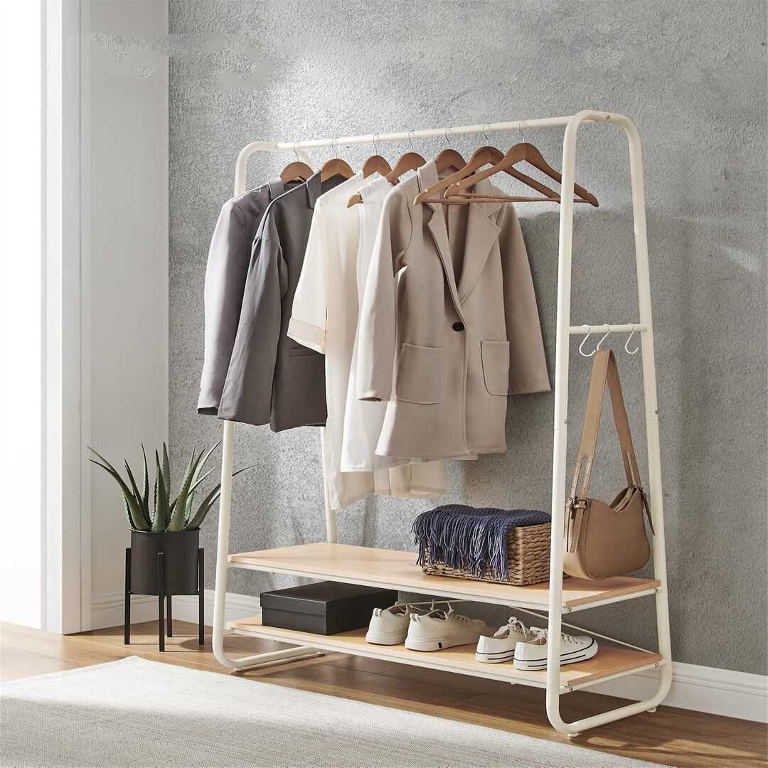 Rio Aniyjah 100cm Adjustable Clothing Rack Oak/Cream White