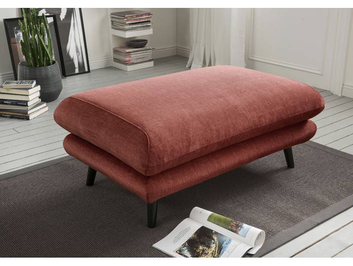 Polsterhocker HOME AFFAIRE Levke bequem und elegant , orange (koralle), B:116cm H:47cm T:77cm, 100% Polyester, Hocker, Polsterhocker
