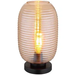 Tischlampe Tischleuchte Schlafzimmerlampe LED Schwarz Metall Glas H 34,5 cm