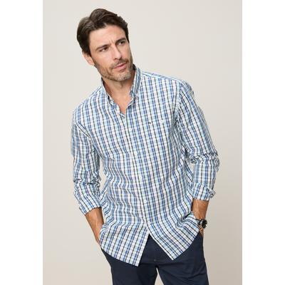 Karohemd MAN'S WORLD, Herren, Gr. S, N-Gr, blau kariert, Web, Obermaterial: 100% Baumwolle, kariert, regular fit normal, Ärmel mit Ärmelschlitz Manschette, Hemden Karohemd, Zeitloses Karohemd im Regular Fit – vielseitig kombinierbar