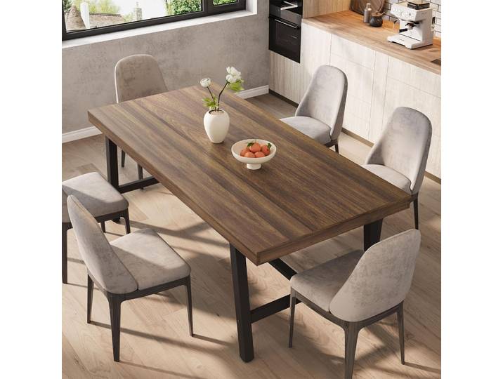 Table de salle à manger Garvee Leveling Components Station pour 6 à 8 personnes : Grande table rectangulaire de 71 pouces, comptoir de cuisine moderne industriel à longueur fixe, kit de mobilier pour