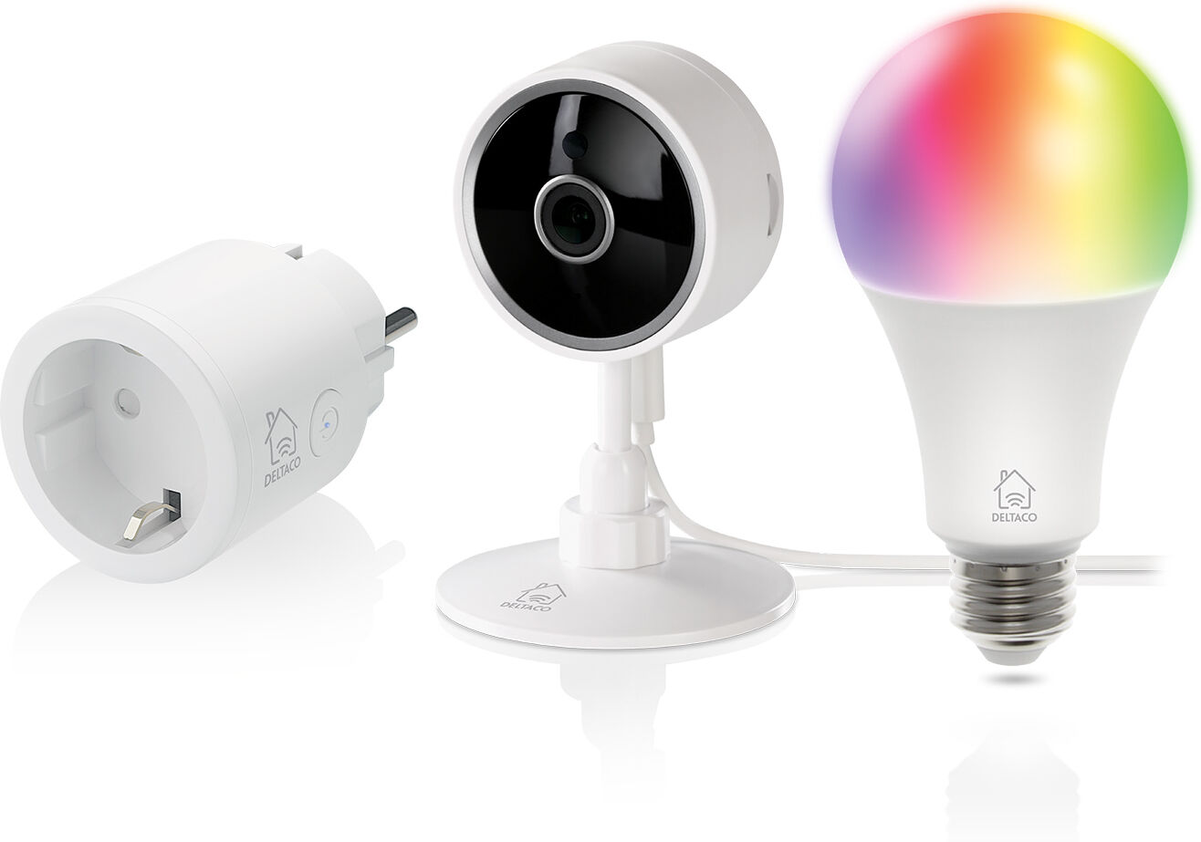 Deltaco Smart Home Start Kit - Smart Plug + Kamera + Rgb Bulb