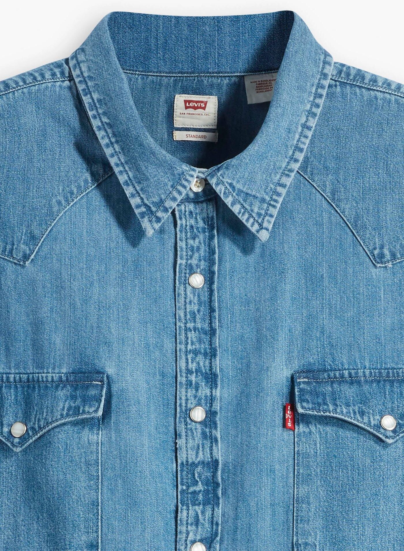 Jeanshemd LEVI'S PLUS, Herren, Gr. XL (60/62), N-Gr, beige (franklin stone wash), Denim/Jeans, Obermaterial: 100% Baumwolle, bequem hüftlang, 1-Knopf-Manschette, Hemden Jeanshemd, im Westernstyle franklin stone wash XL (60/62), N-Gr