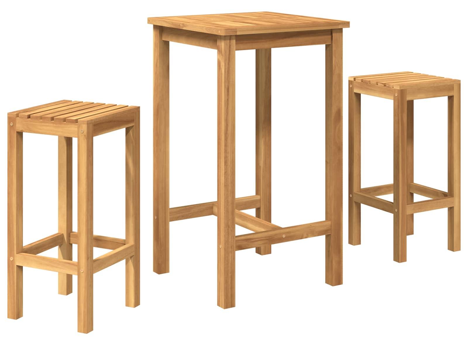Gartenmöbel-Set für den Außenbereich, 3 Stück, unbehandelt