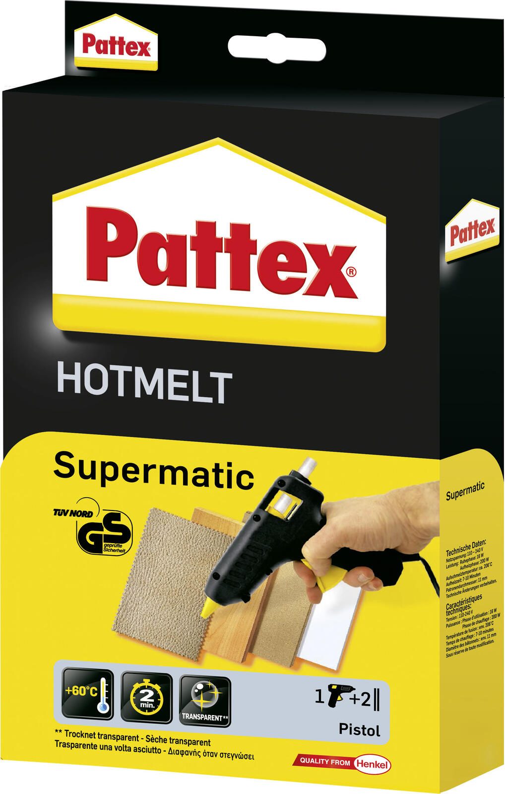 Pattex Supermatic Hot Melt Heißklebepistole schwarz 9H PXP06