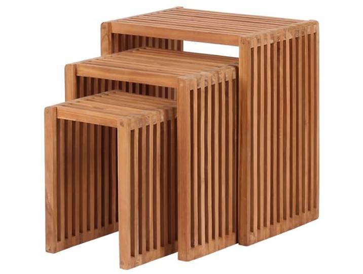 bene living Teakholz Beistelltische 3er Set-Kombination Braun
