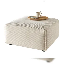 KAWOLA Hocker RANI Polsterhocker Cord cremeweiß