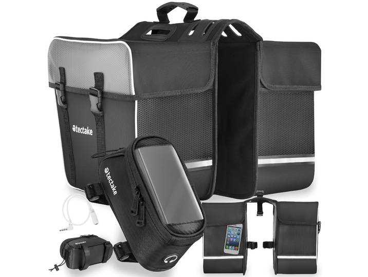 Set Fahrradtasche Georg und Rahmentasche, wasserabweisend - 20,5 x 10 x 10,5 cm, schwarz